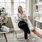 Flash Furniture Archer 28-in Oversized Portable Faux Shearling Folding Saucer Chair, Ivory Faux Shearling/Gold Frme FV-FSC-027-IV-SGD-GG - alternate 9